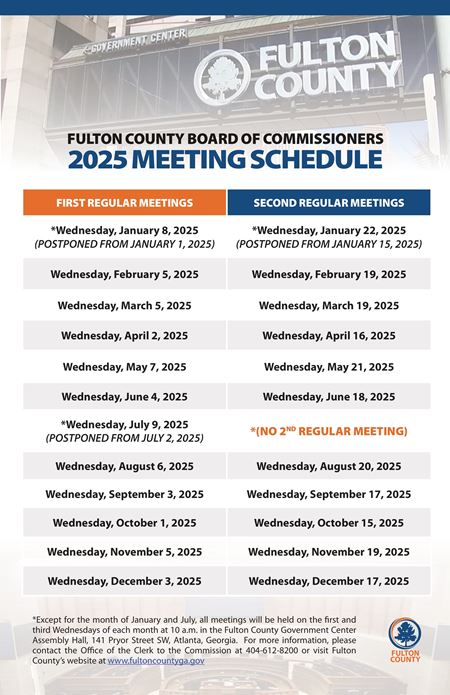 Board of Commissioners 2025 Meeting Calendar 